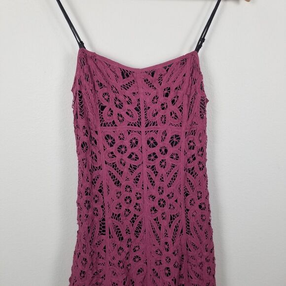Betsey Johnson New York Faded Purple Y2K Midi Crochet Battenberg Lace Dress Sz 2 - Picture 8 of 14